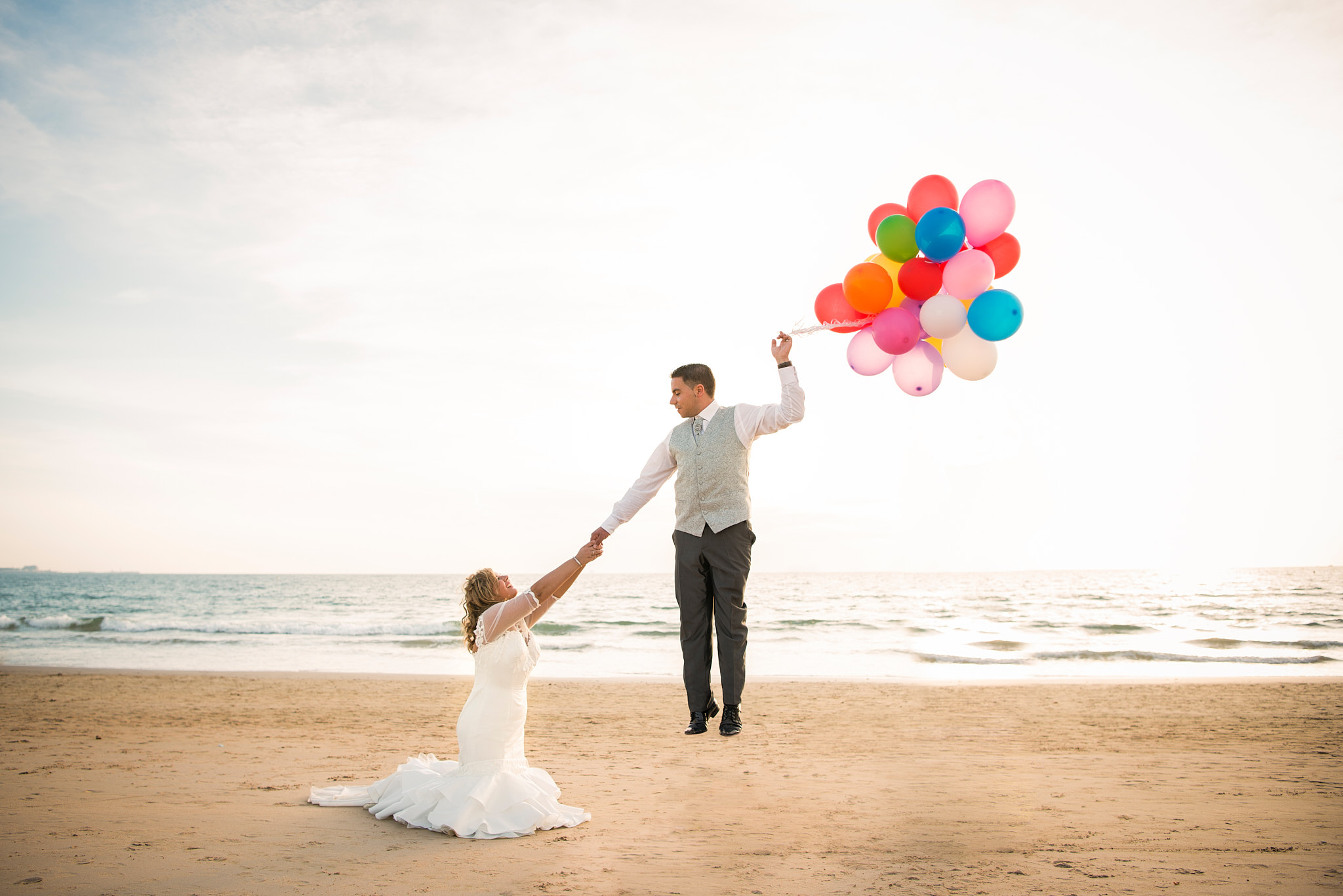 Postboda en la playa, con Mari y Sergio